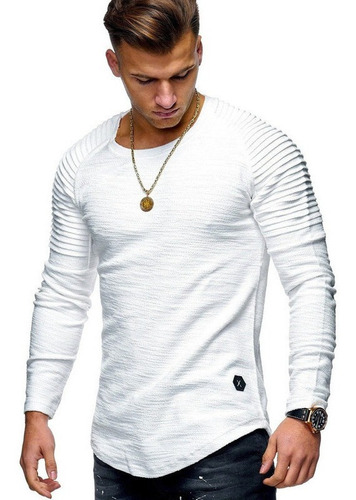 Playera Hombre Manga Larga Slim Fit Moda Casual Calidad