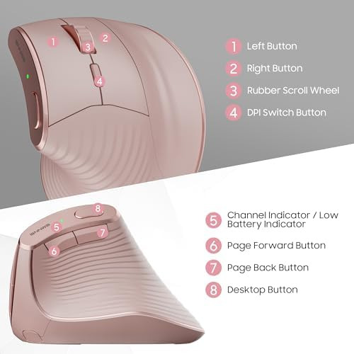 Bnnwa Ratón Ergonómico Vertical Inalámbrico, Multidispositiv