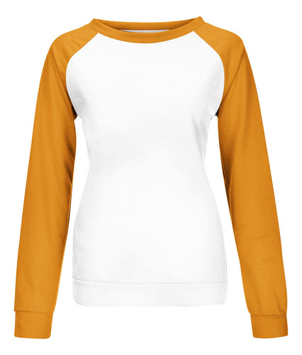 Camiseta De Manga Raglán De Color Con Cuello Redondo Y Manga