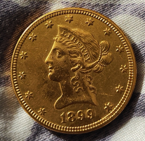 Moneda Oro Año 1899 De 10$ Americanos Eagle O Media Morocota