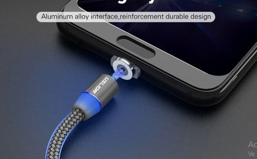 Imagen 4 de 6 de Cable Plata Magnético iPhone Micro Usb, Cargador