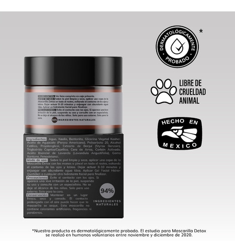 Imagen 2 de 7 de Mascarilla Facial Detox Con Carbon Activado Y Arcillas Puras