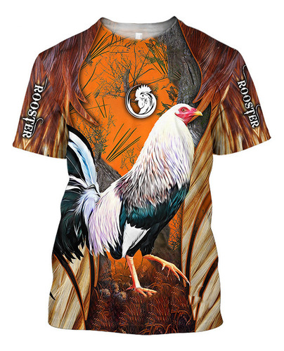 Cr Playera Manga Corta Estampada Gallo 3d