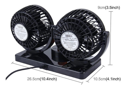 Imagen 4 de 5 de Ventilador Doble Para Auto Con Conexión 12v Rotacion 360º ®