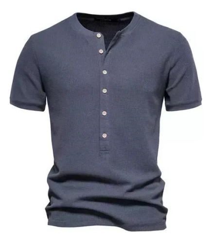 Camisa Henley Para Hombre Camisas Informales Punto Acanalado