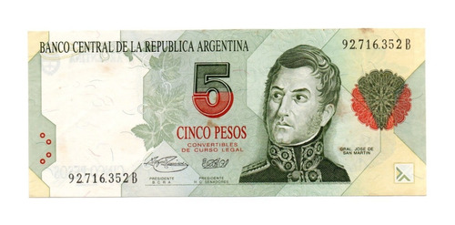 Billete Argentina 5 Pesos Convertibles 1 Diseño Bot 3031 Ex+