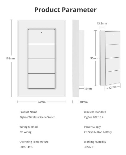 Zemismart Interruptor Inalámbrico Dimmer Zigbee Homekit