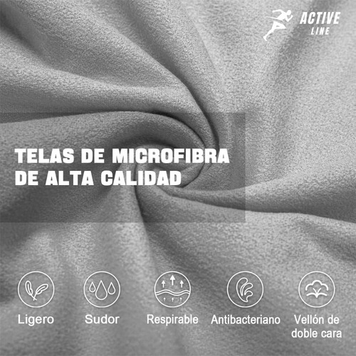 Toalla Active Line Microfibra Pack 3 + Bolso + Gancho Gris