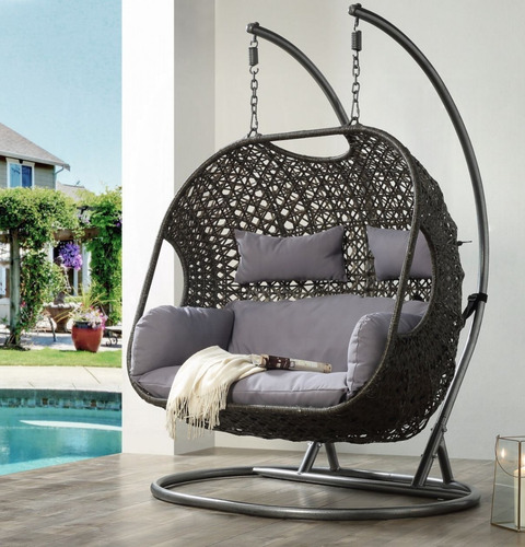 Imagen 3 de 3 de Silla Colgante Doble Mecedora, Silla Moderna Para Exterior