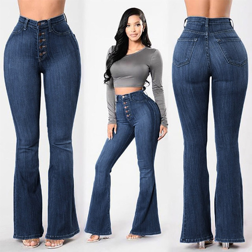 Jeans For Mujer Elastic Plus Corte De Bota Con Botones De M