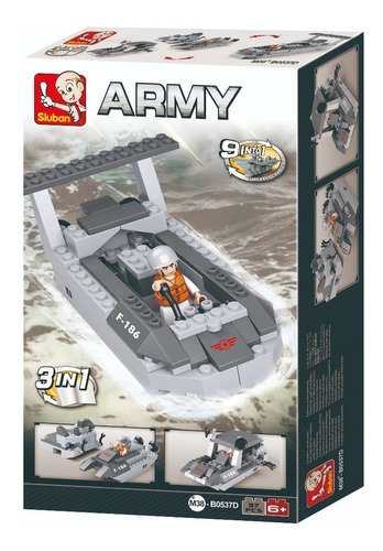 Imagen 3 de 9 de Bloques Para Armar Lancha Sluban Army B0537d 97 Piezas