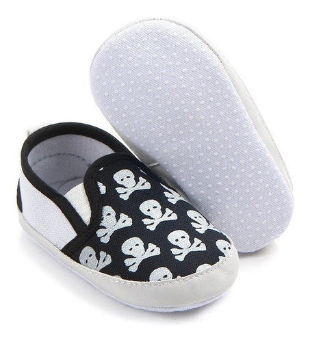 Zapatos Lona Bebé Calaveras Negro