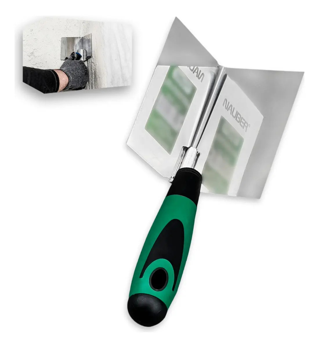 Desempenadeira de Canto Interno Nauber Aço Inox 25cm x 12,5cm Construção