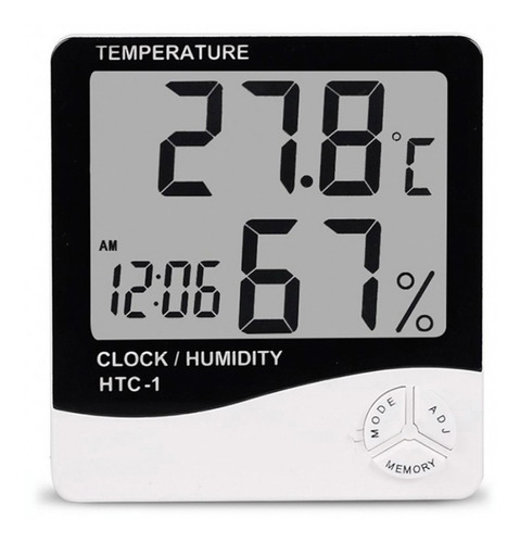Medidor Temperatura Y Humedad Htc-1 Incluye Reloj Alarma