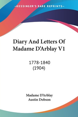 Libro Diary And Letters Of Madame D'arblay V1: 1778-1840 ...