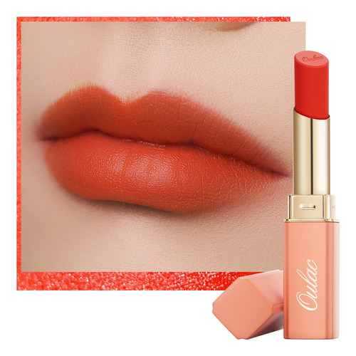 Oulac Lapiz Labial Naranja Mate Para Mujer, Lapiz Labial Y R