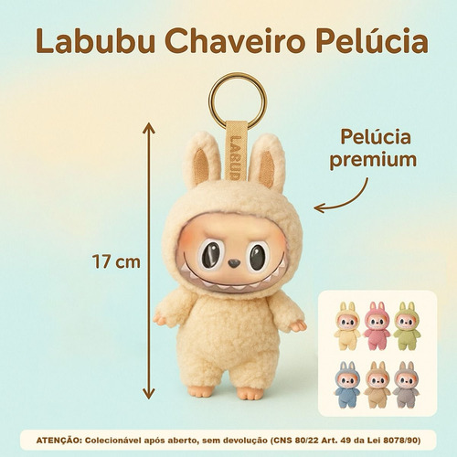 Labubu Pelúcia Pop Monstros Chaveiro Colecionável Surpresa