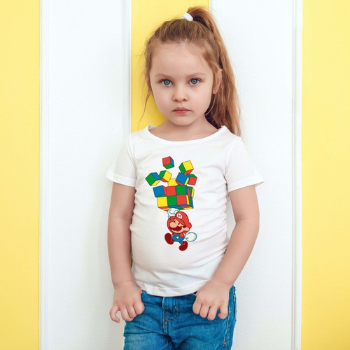 Remera Cubo Rubik Hombre Mujer Niños Blanca Modal Prem.