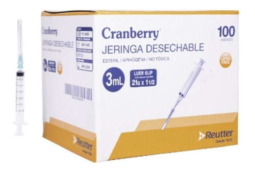 Jeringa Desechable Luer Lock 3cc 21g Caja X100