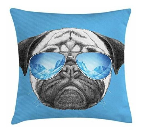 Funda De Cojin Almohada Ambesonne Pug Throw, Retrato Pug Co