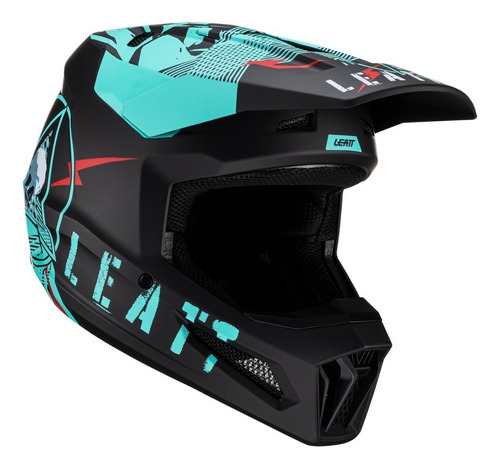 Capacete Cross Leatt Moto 2.5 Preto Acqua @# Cor Preto/Aqua Desenho Solid Tamanho do capacete 62