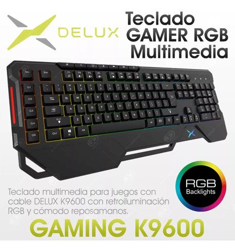 Delux K9600, Teclado Gamer Rgb  Color Del Teclado Negro 