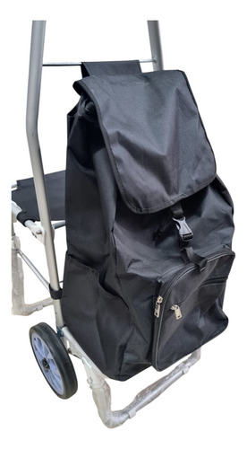 Carro Changuito De Compras Con Silla Plegable Negro