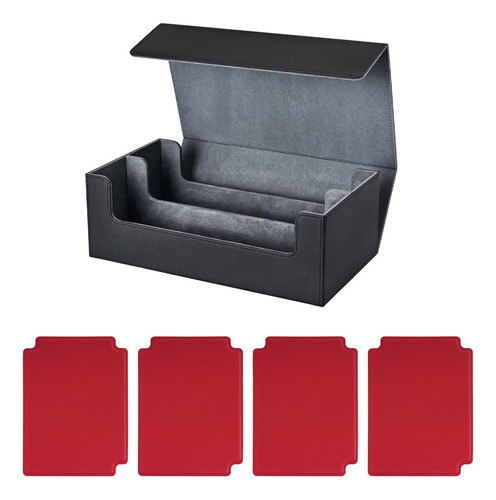 Caja De Baraja De Cartas, Contenedor De Negro Gris Con Rojo