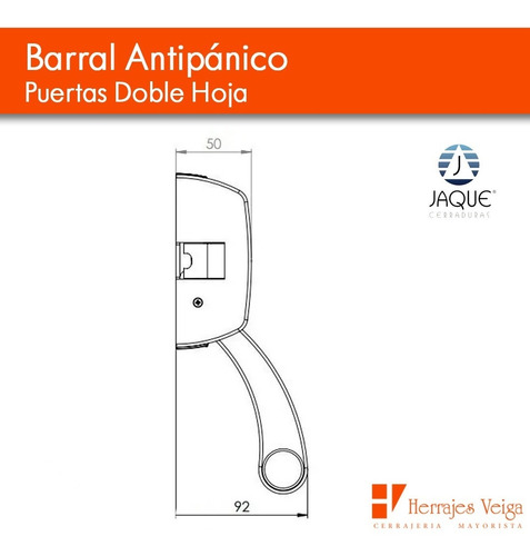 Imagen 3 de 8 de Barral Antipanico Jaque Para Puertas Doble Hoja Emergencia