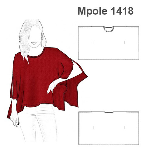 Molde De Polera Rectangulo Poncho Mujer
