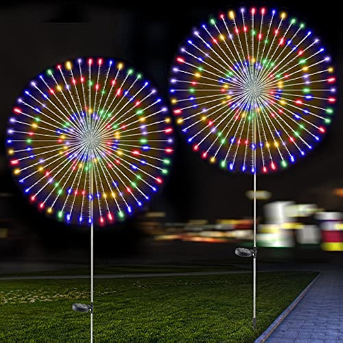 2 Pcs Luz Solar De Fuegos Artificiales, Luces Decorativas De