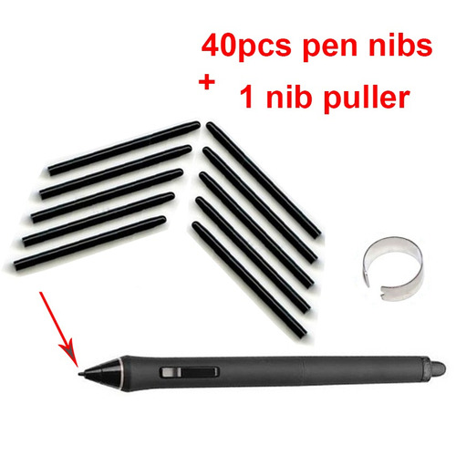 40 Piezas Negro Nibs Y 1 Punta Remover Pará Wacom