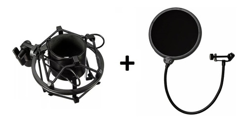 Kit Aranha Shock Mount Para Microfone + Tela Pop Filter