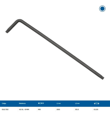 Chave Multidentada Estriada Longa 8mm Homocinética Vw Gedore