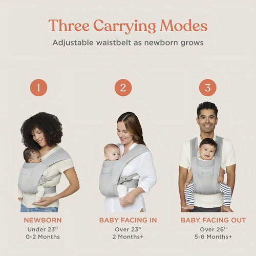 Ergobaby Embrace Cozy Newborn Essentials - Portabebés (7-25 Libras), Malla De Aire Suave, Negro Lavado