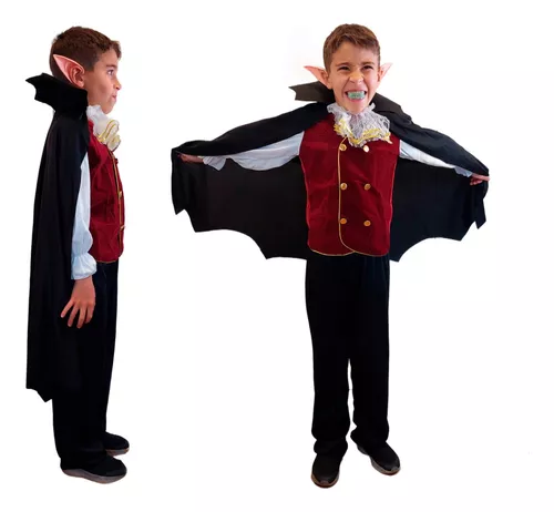 Fantasia Infantil Menino Vampiro Halloween Luxo com 5 peças