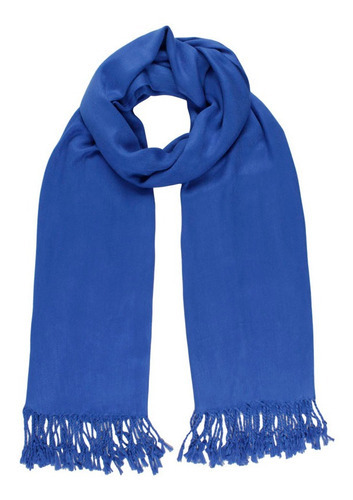 Cachecol Pashmina Lenço Echarpe Longa Lisa Grossa Inverno Cor Azul bic