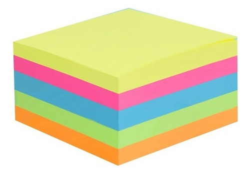 Bloco De Notas Adesivas 4 Cores Neon Quadrado Post It 100fls