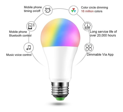 Bombillo Inteligente E27 Bluetooth Led Rgb Android Ios
