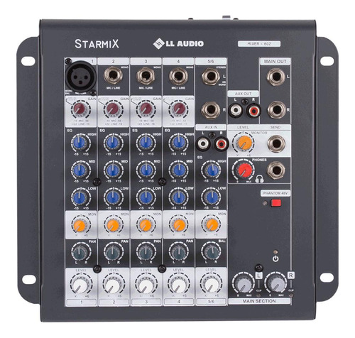 Mesa De Som Mixer Starmix 602 Com 6 Canais Ll Audio