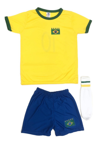 Conjunto Brasil Infantil Kit 3 Peças Copa Do Mundo Seleção