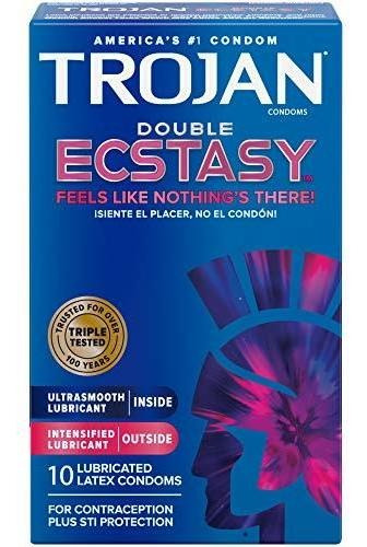 Condones Lubricados Trojan Double Ecstasy, 10 Unidades