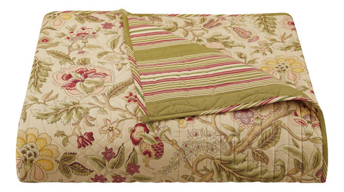 Colcha Reversible 4 Piezas Diseño Floral Matrimonial Queen
