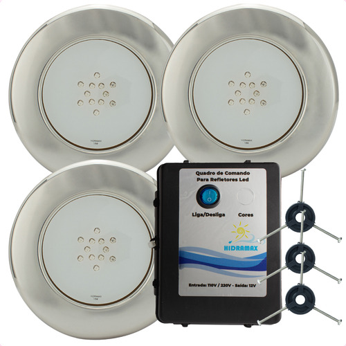 Kit 3 Led 18w Branco Inox G Adapt Parafuso E Fonte Mono 60w