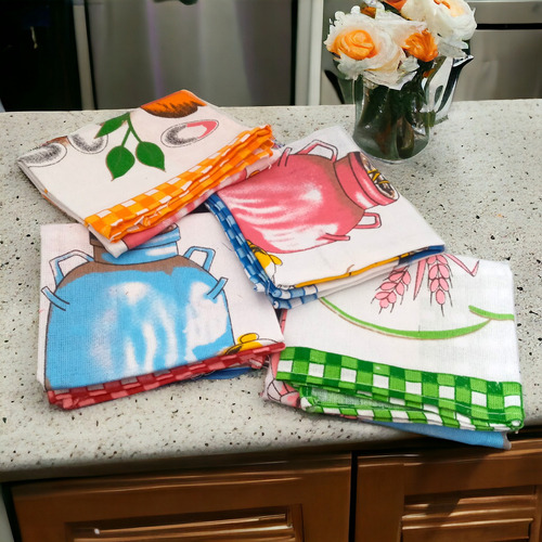 Set De 4 Paño De Cocina Color Variados Tarros