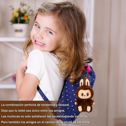 Para Labubu Macaron Monsters Vinilo Peluche Llavero 2,marrón