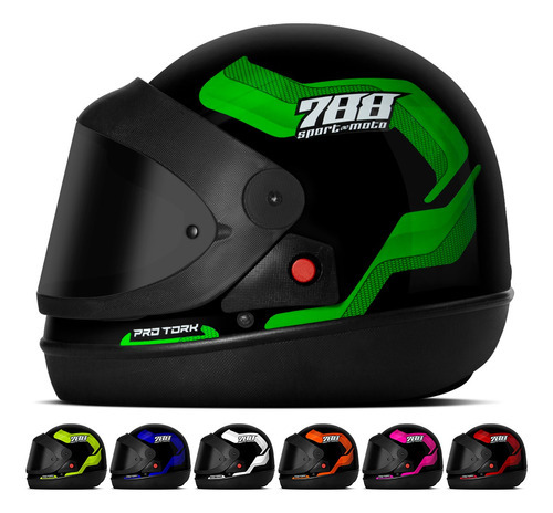 Capacete Masculino Sport Moto 788 Verde Pro Tork Tamanho Do Capacete 58 Cor Verde Cor Da Viseira Fum