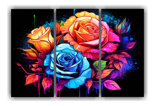 Tres Composiciones Imagenes Rosas Alta Resolucion 105x70cm