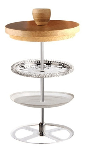 Imagen 5 de 10 de Cafetera Embolo Metal Bambu Cuchara 600ml Pettish Online