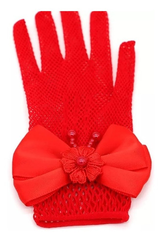 Guantes Red Encaje Para Niña Ceremonias, Fiesta, Comunión